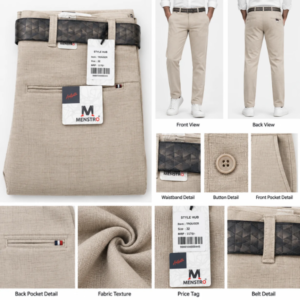 Men’s Beige Regular Fit Trousers