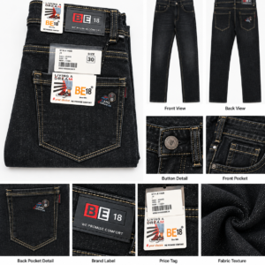 BE18 Men’s Black Regular Fit Jeans